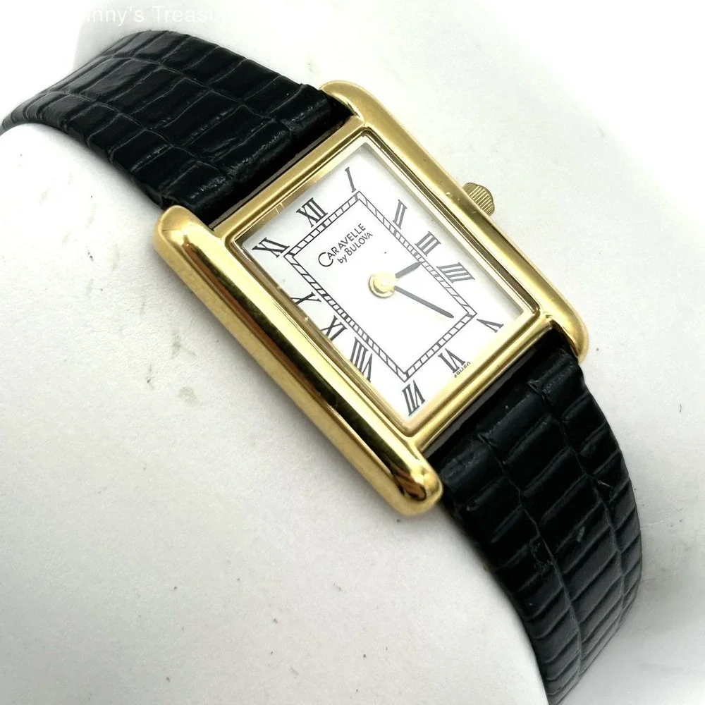 Caravelle by Bulova Women's Gold Tank Watch Vintage Y2K Roman Numeral Quartz